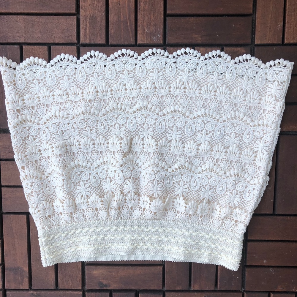 Ivory stretch skirt lace eyelet